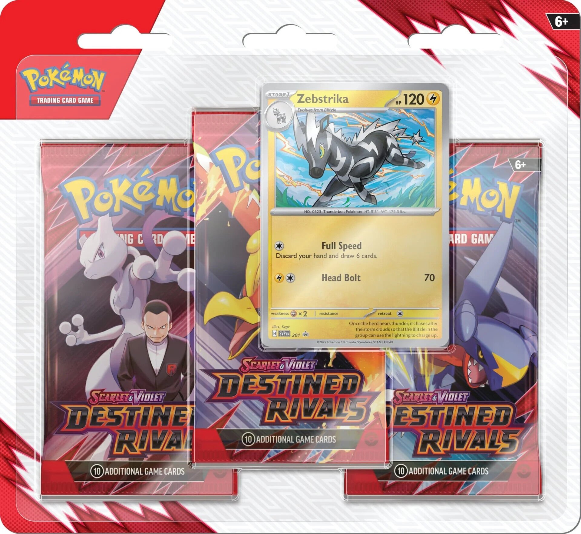 Pokemon Scarlet and Violet Destined Rivals 3 Pack Blister Zebstrika