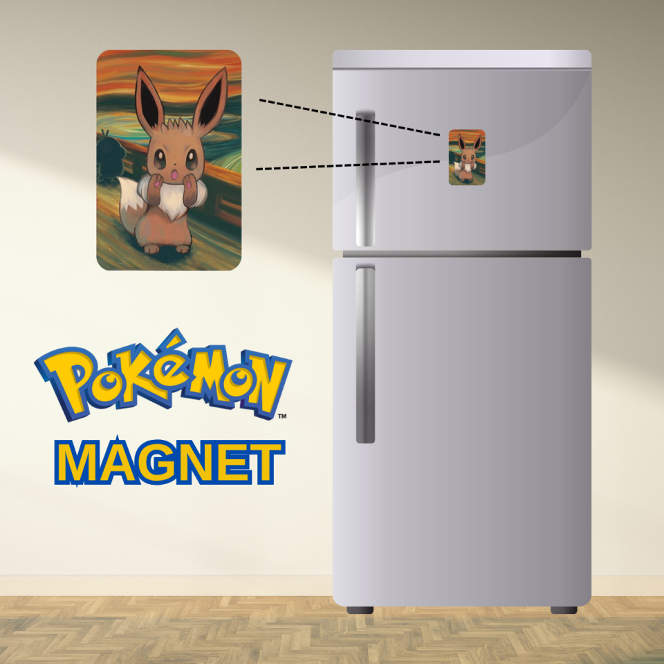 Pokemon Evvee Temalı Dolap Magneti Ahşap ( 5x7cm )