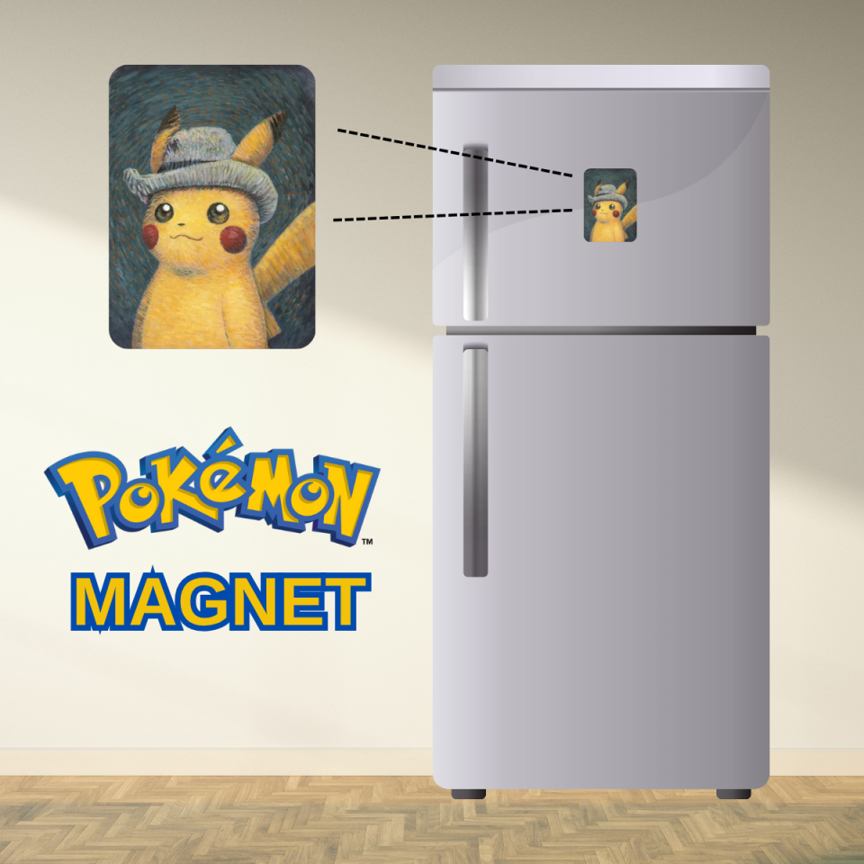 Pokemon Potre Pikachu Temalı Dolap Magneti Ahşap ( 5x7cm )