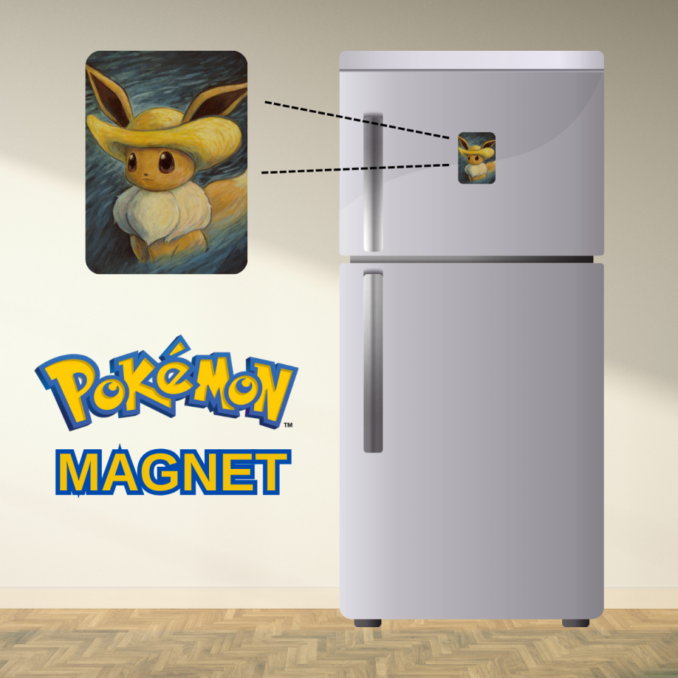 Pokemon Potre Evvee Temalı Dolap Magneti Ahşap ( 5x7cm )